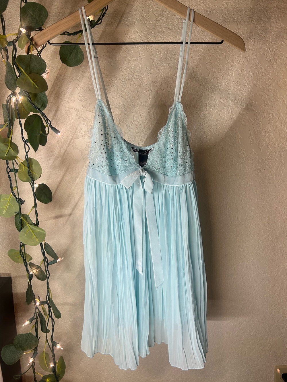 Victoria's Secret Light Blue Lace-Trim Babydoll Chemise